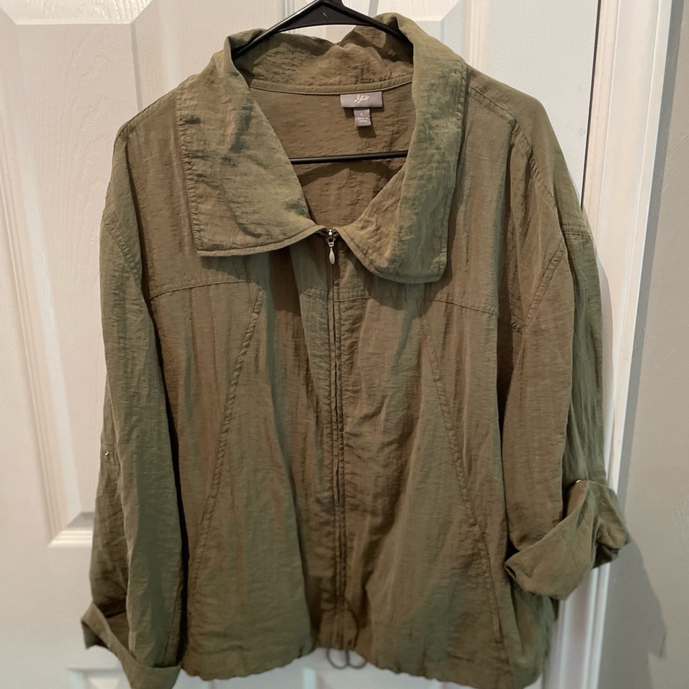 J. Jill Olive Green Lightweight Windbreaker Jacket Women’s Large